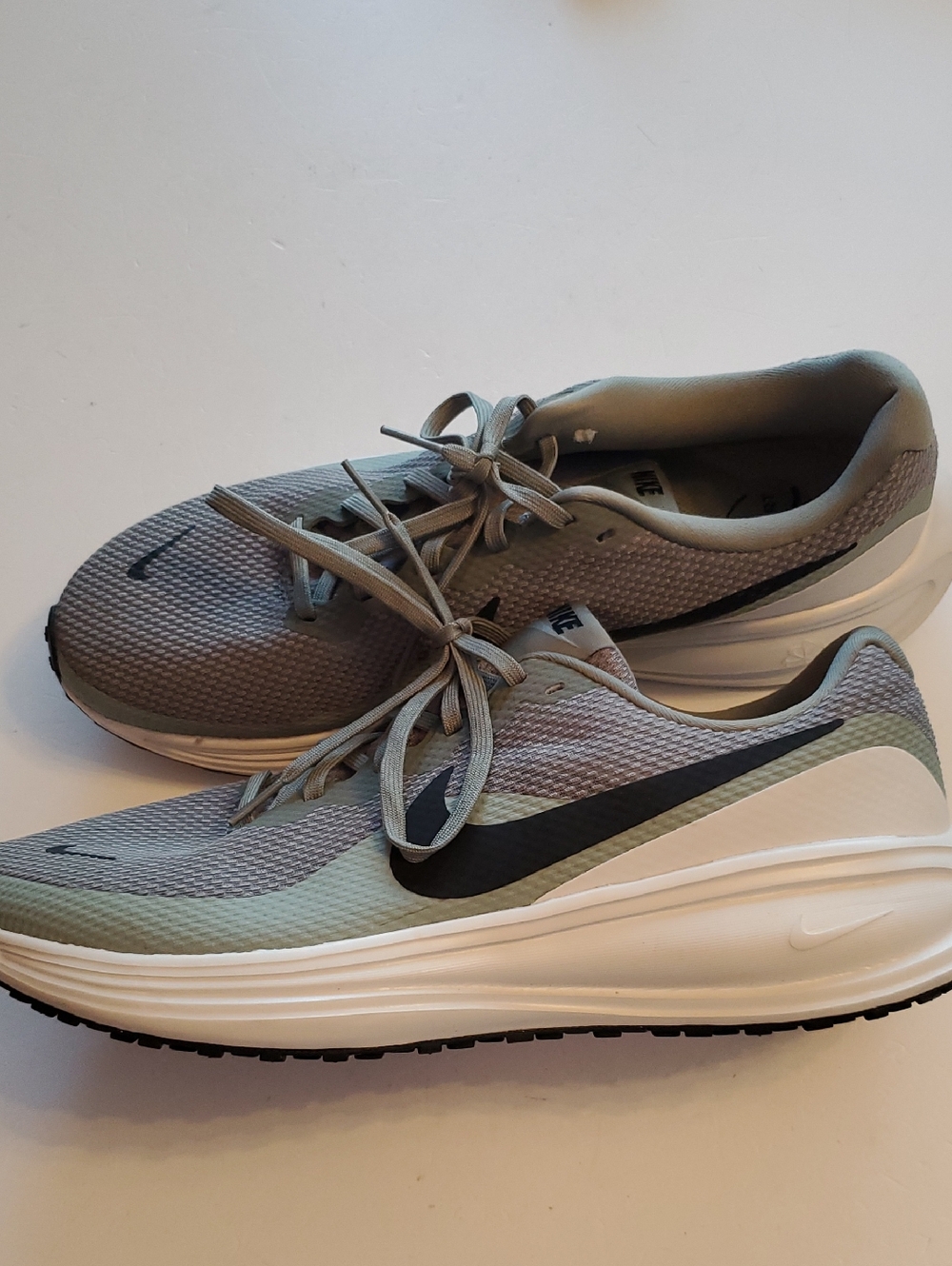 Nike Men’s Athletic Shoes - Gray/Green with Black Swoosh